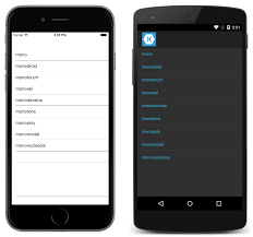 شرح اداة اظهار البيانات في برمجة التطبيقات Xamarin forms Listview